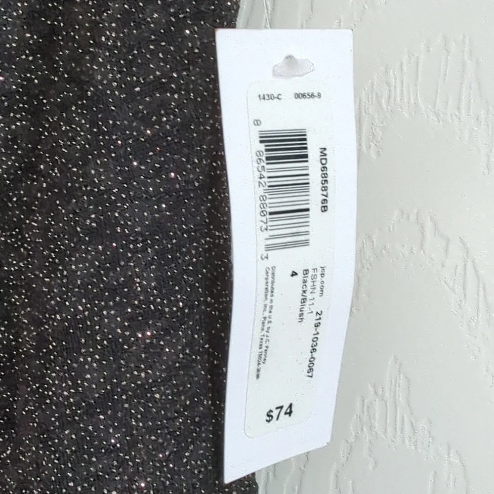 Premier Amour Black Blush Glitter Cocktail Dress Off The Shoulder Sz 4 - Picture 4 of 10